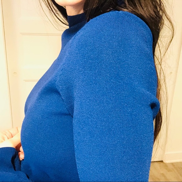 H&M | Blue High Neck Long Sleeve Shirt - Picture 4 of 10